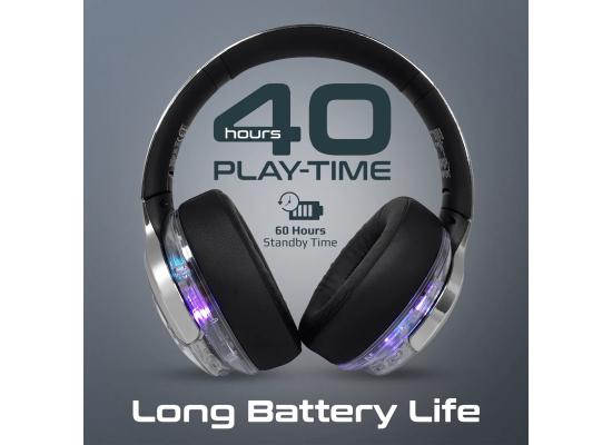 Promate TransTune Active Noise Cancelling Hi-Fi Stereo Wireless Headphones with RGB Lights
